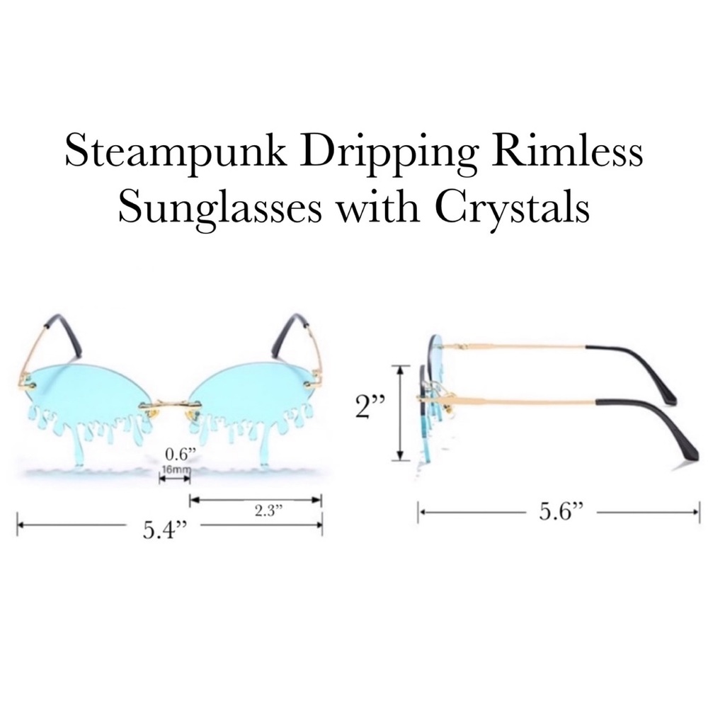 Steampunk Dripping Magenta Rimless Sunglasses with Crystals - Picture 16 of 16